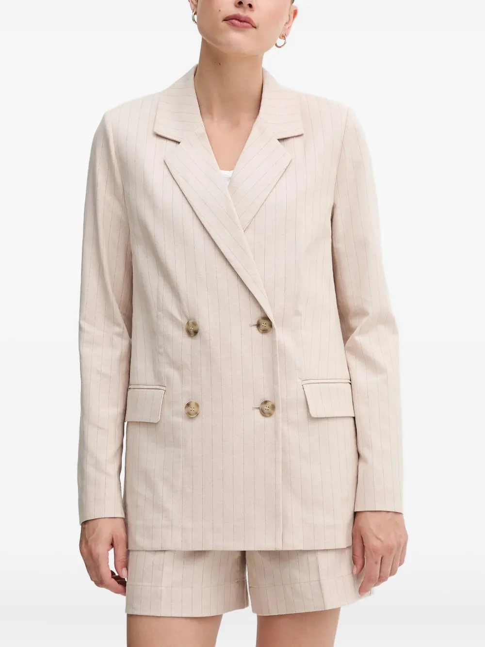 Benetton double-breasted pinstripe blazer | Neutrals | Image 1