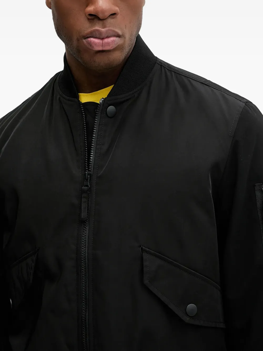 Benetton Sleeve-pocket Bomber Jacket In Black