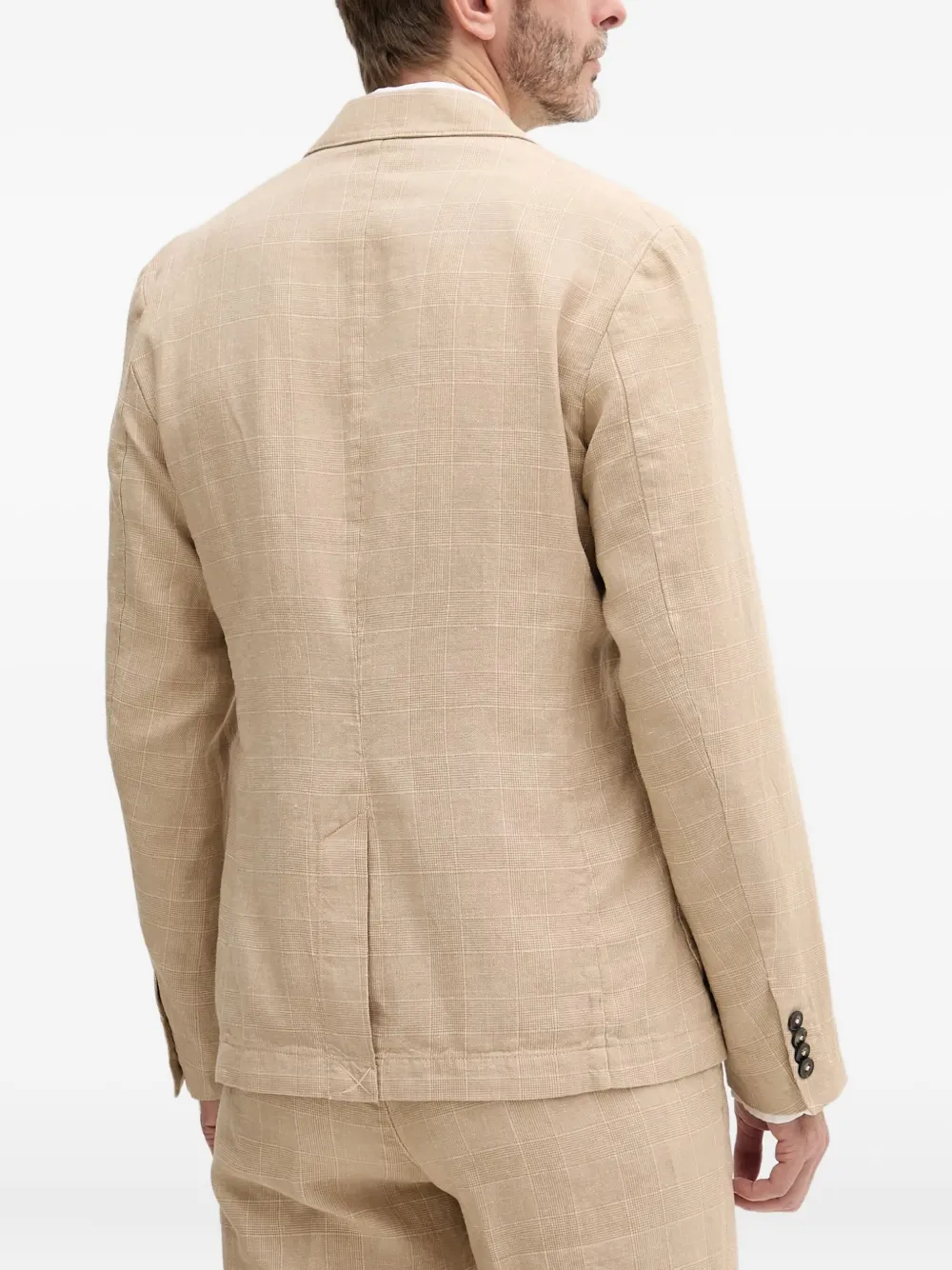  Benetton Check Button Suit Jacket - Neutrals 