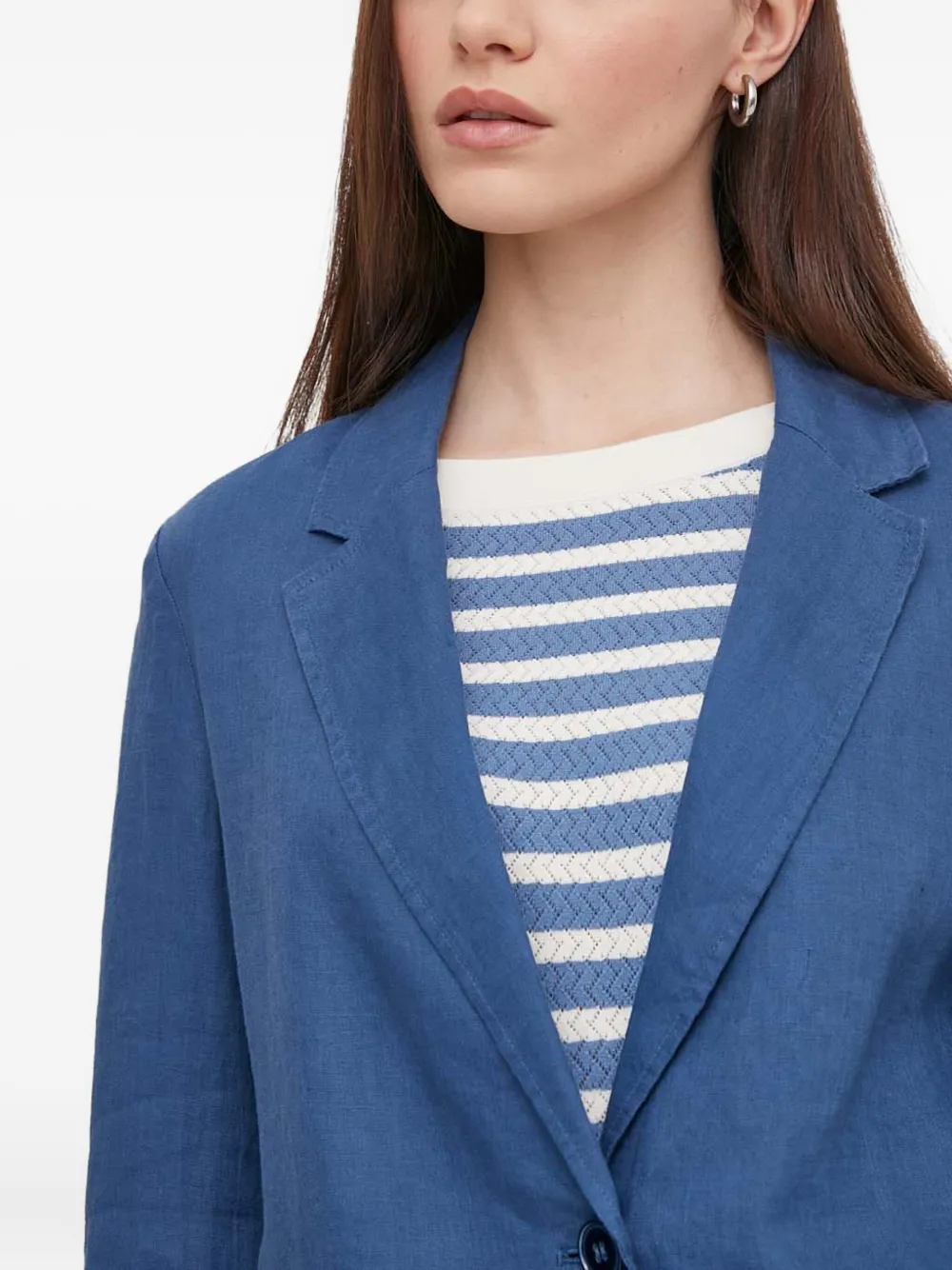 Benetton Linen Blazer In Blue