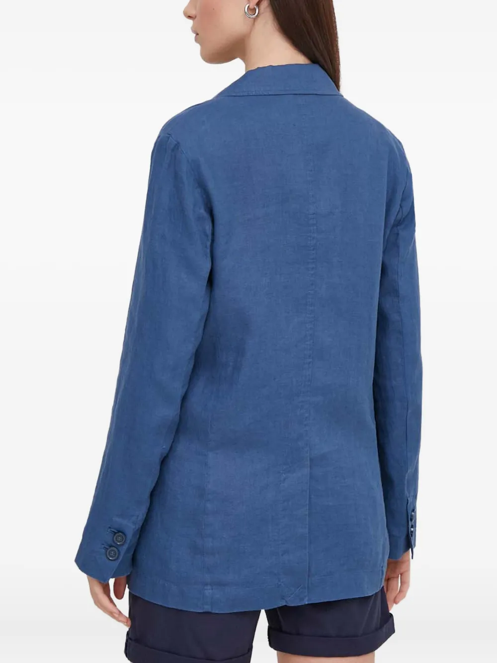 Benetton Linen Blazer In Blue