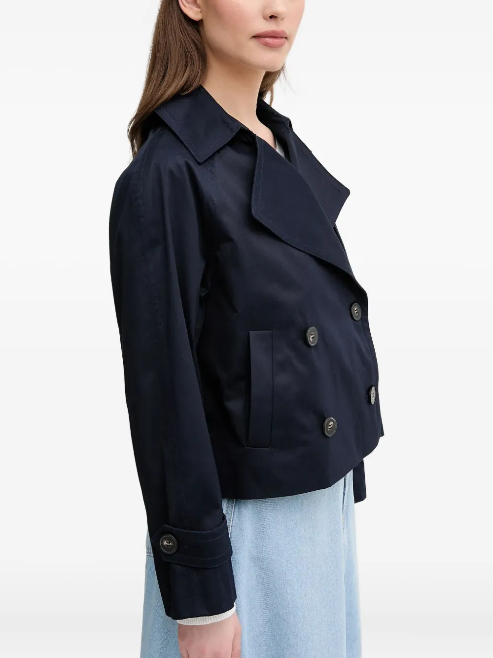 Benetton Button Lapel Jacket In Blue