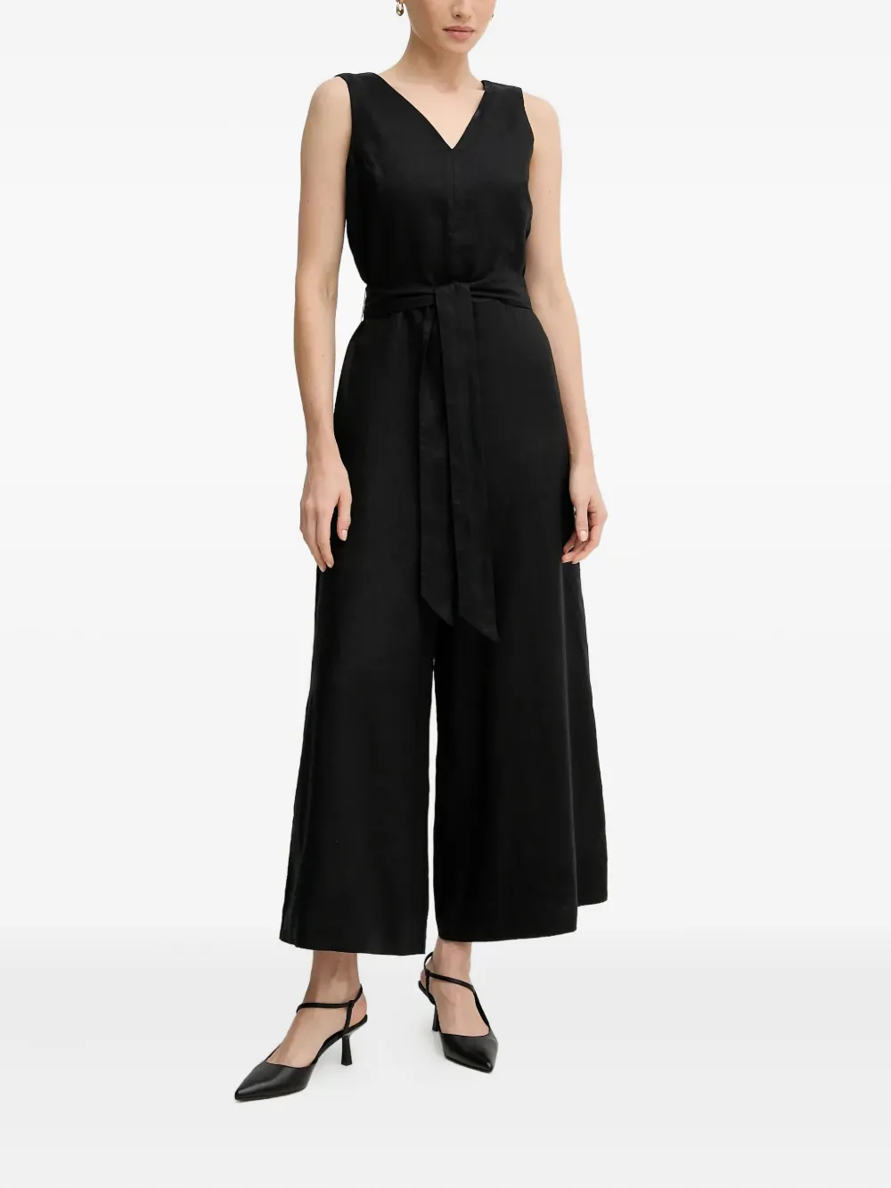 Benetton V-neck Jumpsuit In Black