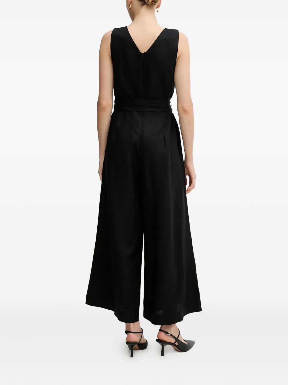Benetton V-neck Jumpsuit In Black