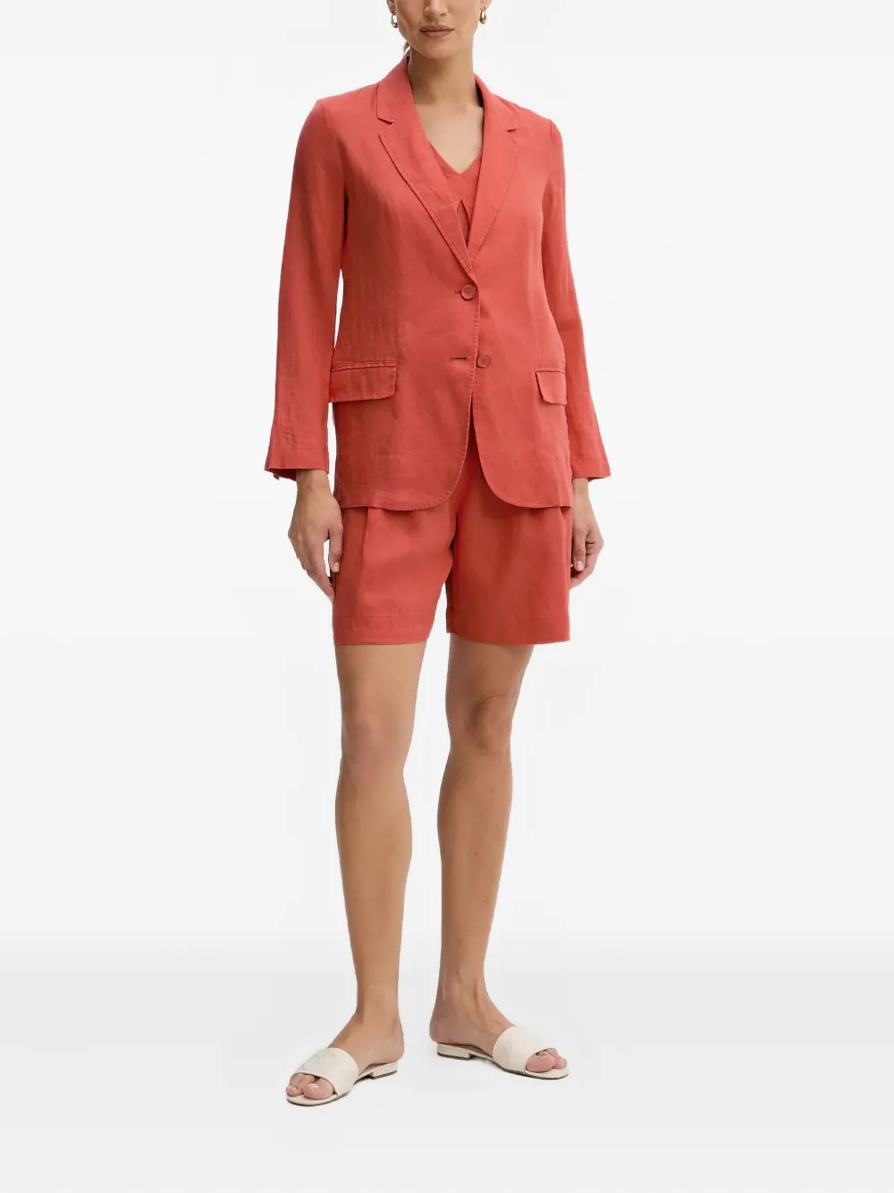 Benetton Pocket Button Blazer In Red