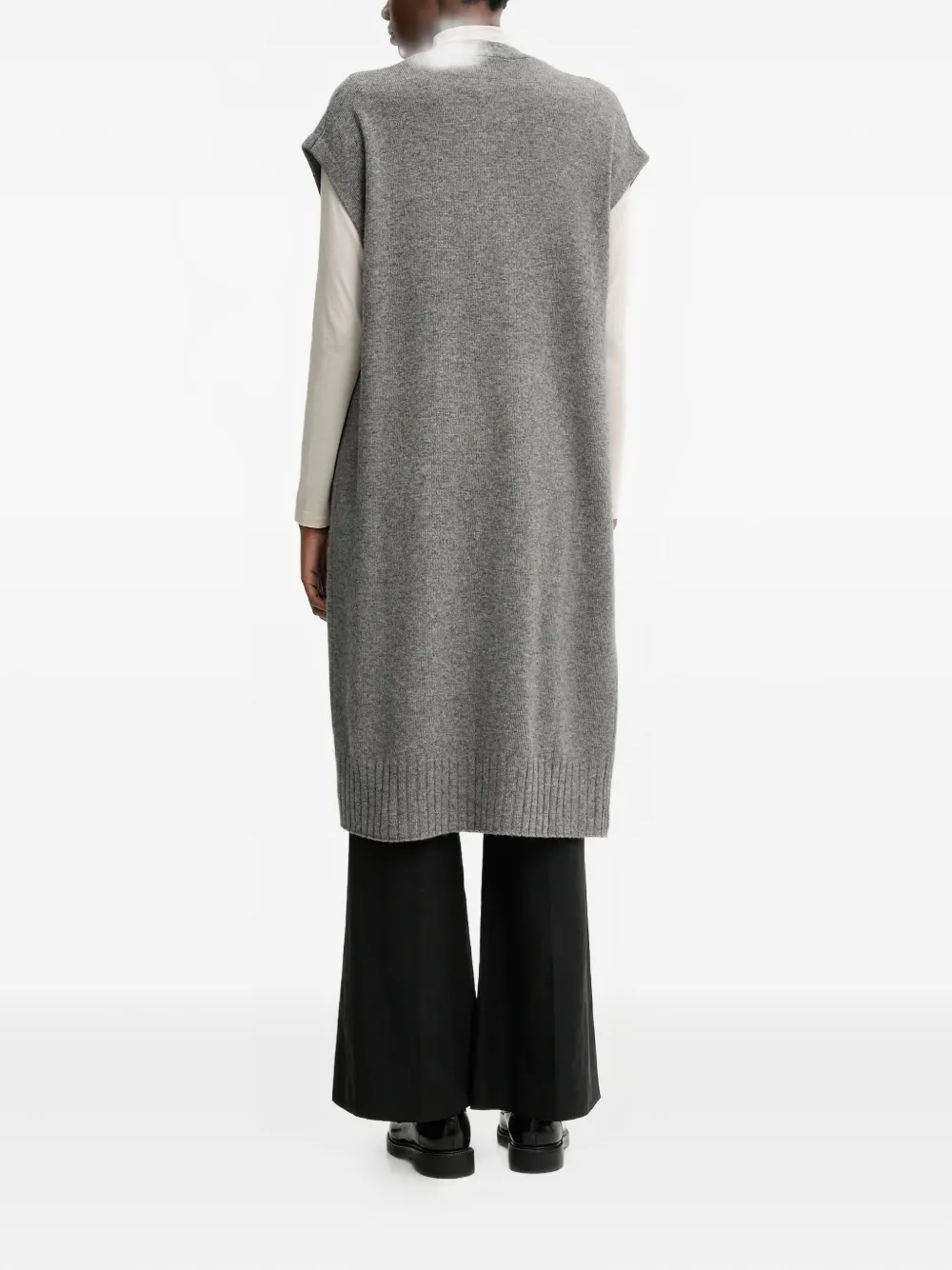 Benetton Open Front Cardigan In Gray