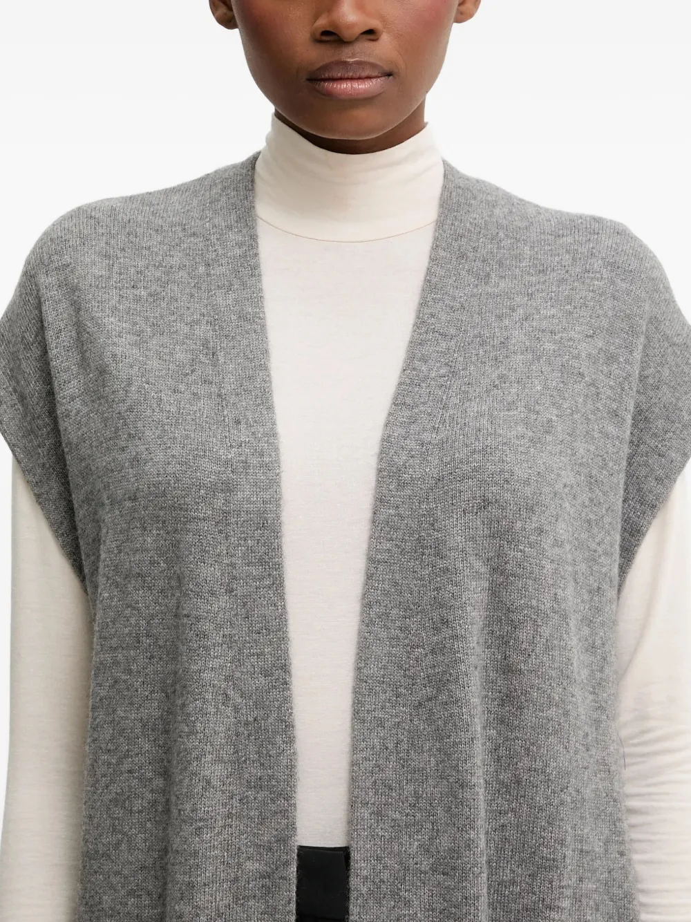 Benetton Open Front Cardigan In Gray