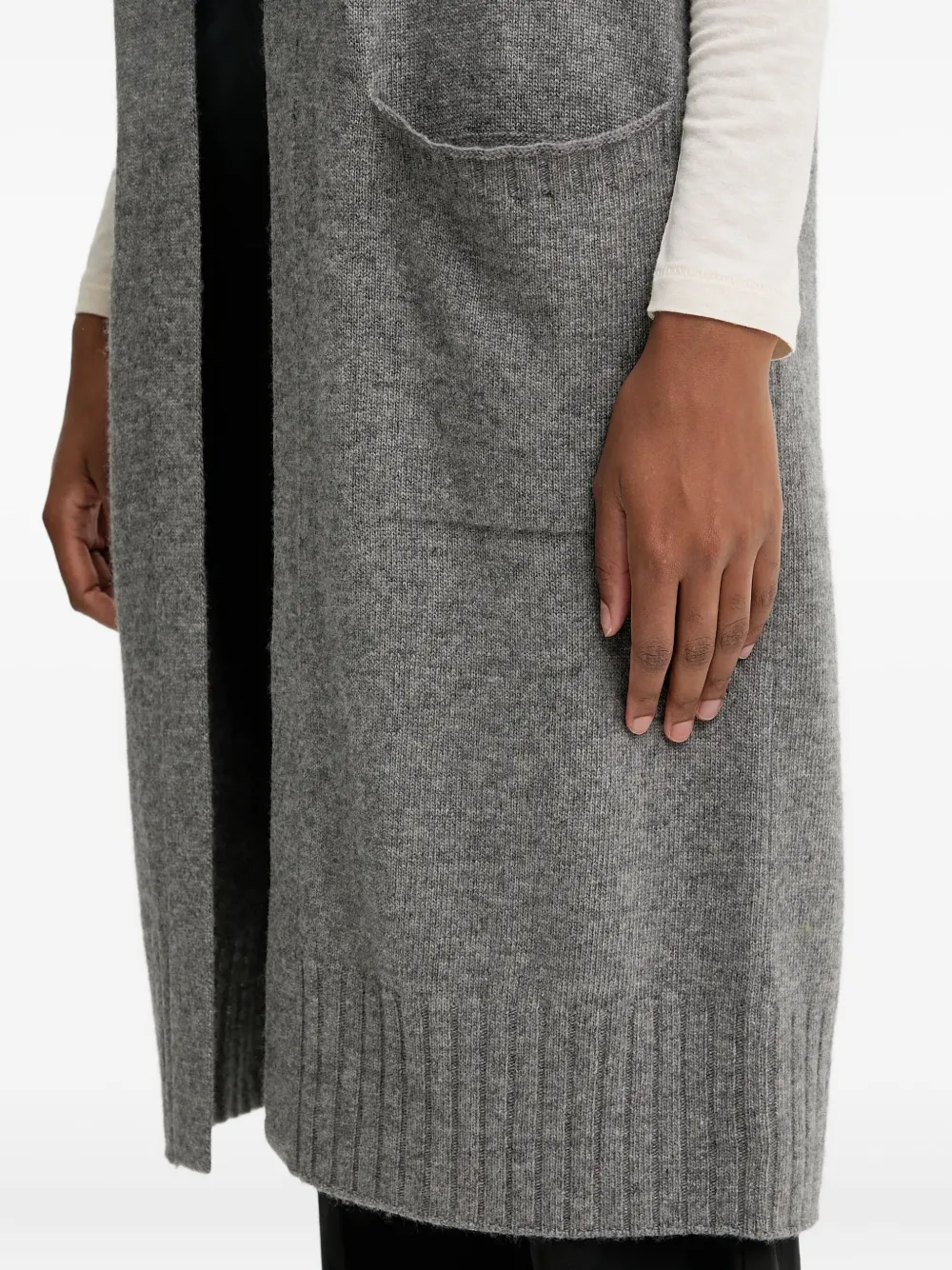 Benetton Open Front Cardigan In Gray