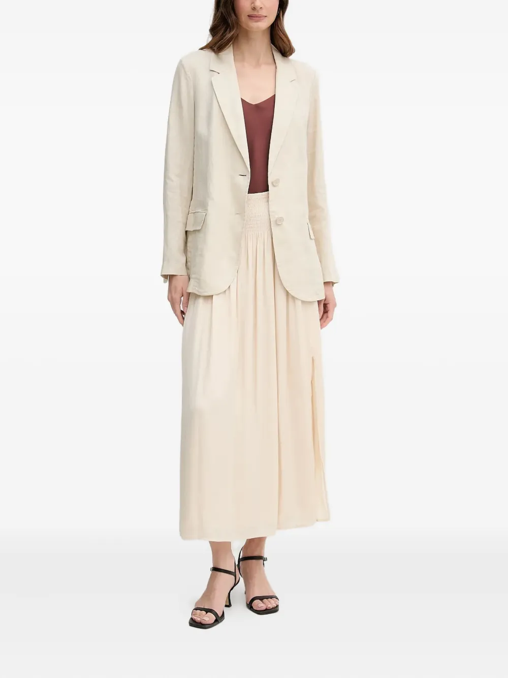 Benetton Notched Lapels Jacket In Neutral