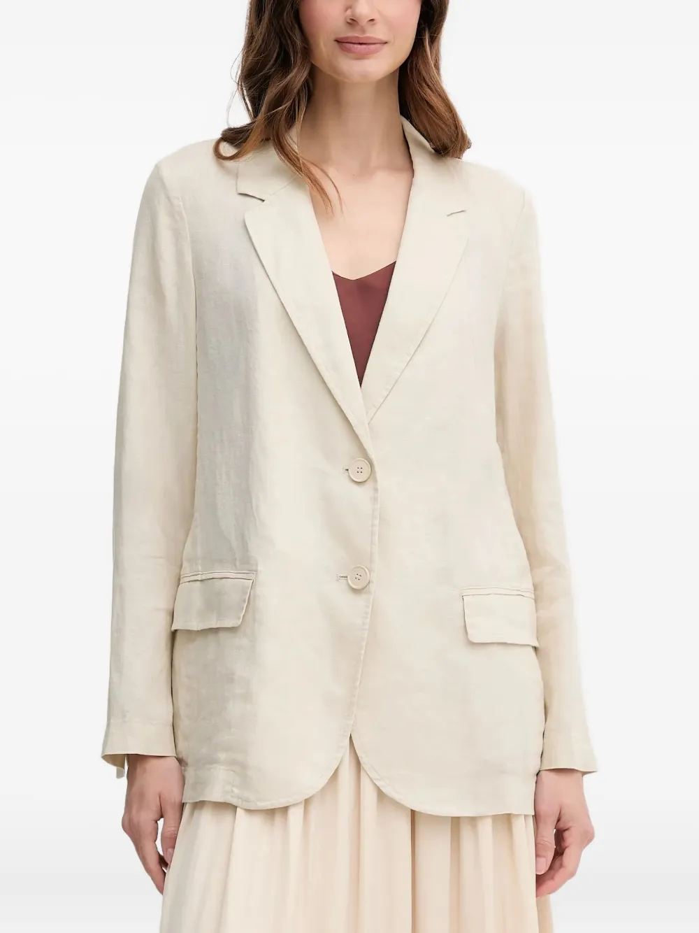 Benetton Notched Lapels Jacket In Neutral