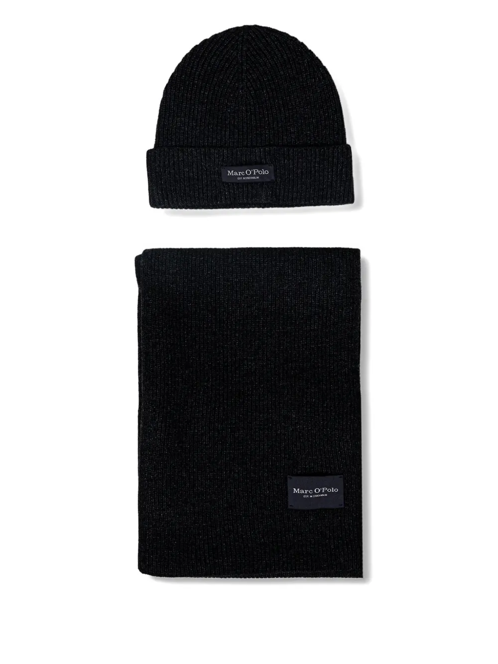 Marc O'Polo logo-patch beanie hat set | Grey | Image 1