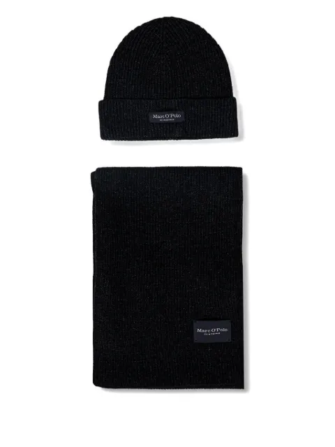 Marc O'Polo logo-patch beanie hat set