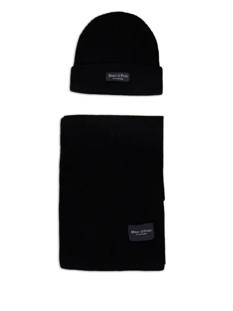 Marc O'Polo logo-patch beanie hat set