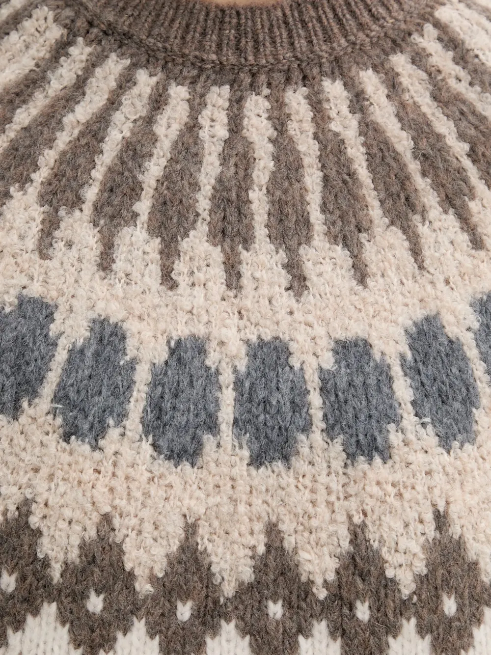 Marc O'Polo Trui met patroon en ronde hals Beige