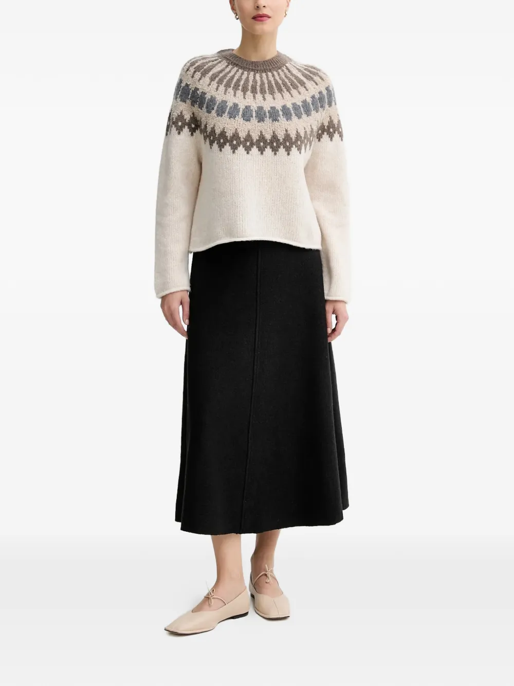  Marc O'polo Patterned Round-neck Sweater - Neutrals 