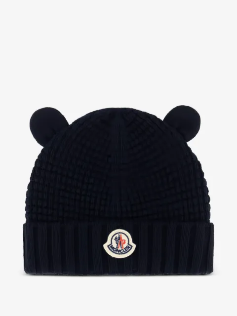 Moncler Enfant ear-detail waffle-knit beanie hat