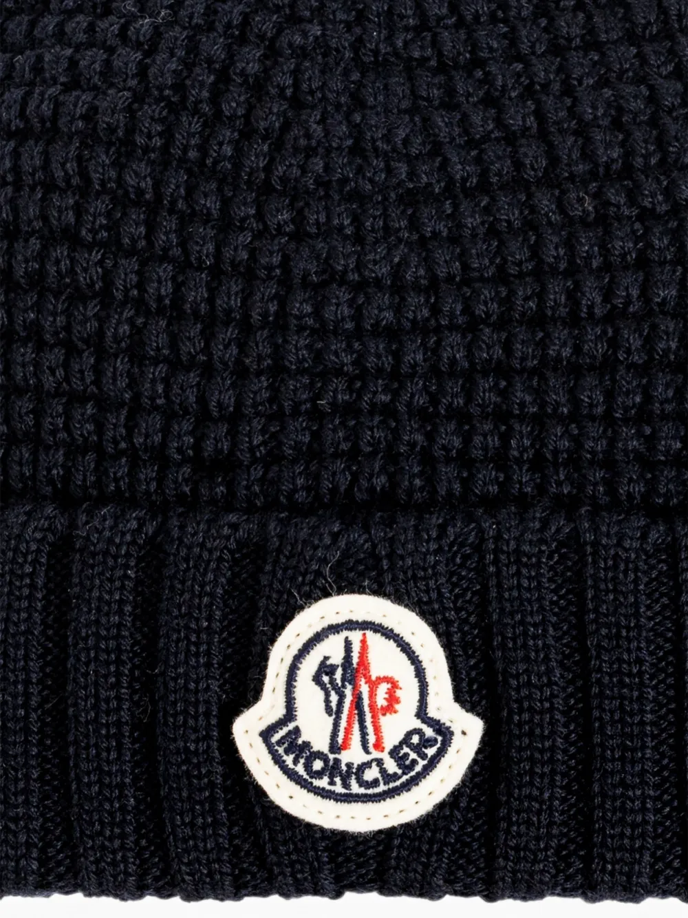 Moncler Enfant Wafelgebreide muts met oor-detail Blauw