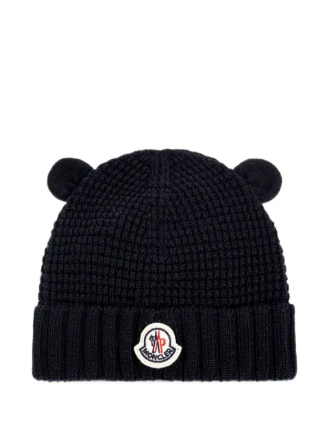 Moncler Enfant ear-detail waffle-knit beanie hat