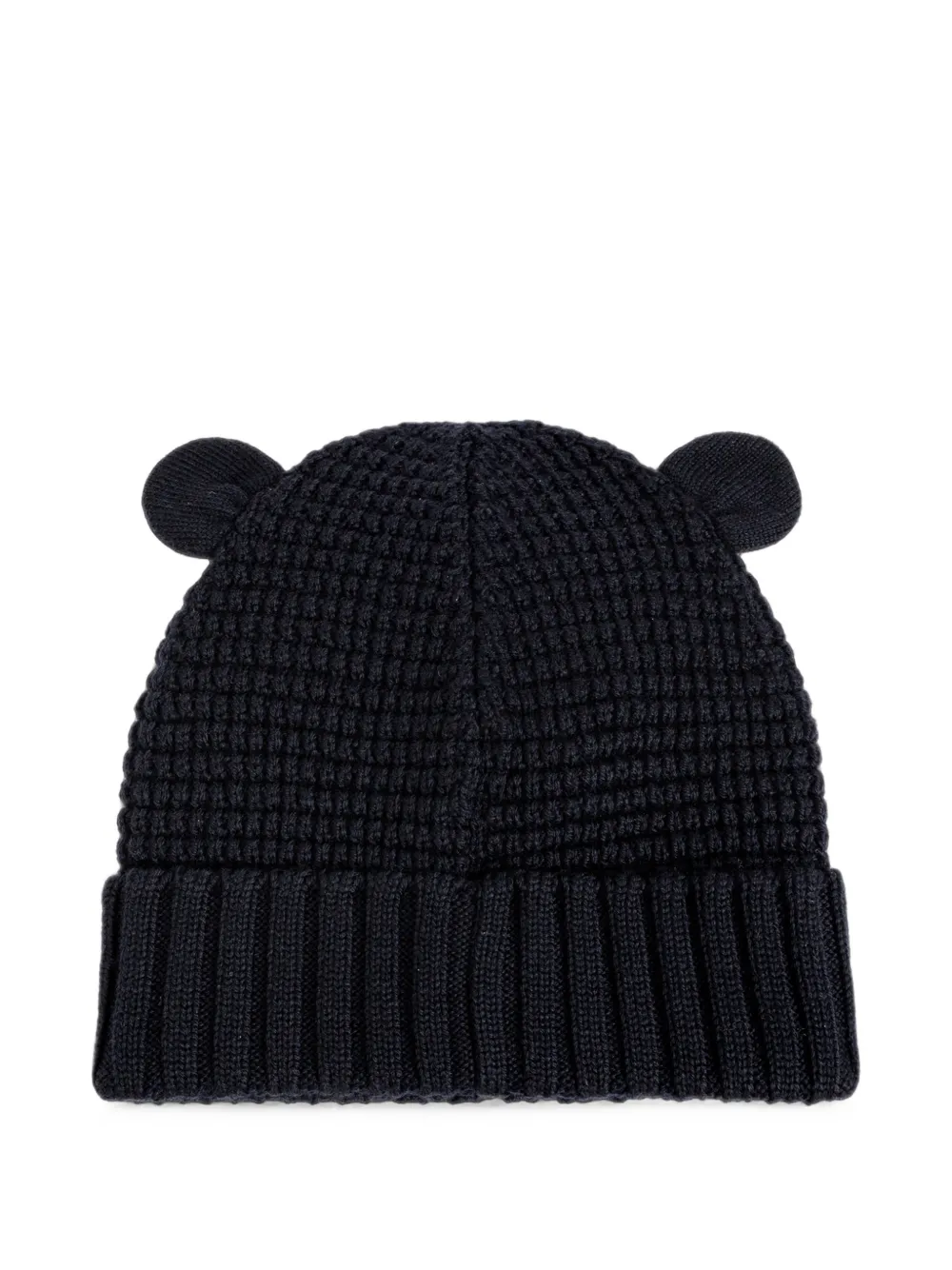 Moncler Enfant Wafelgebreide muts met oor-detail Blauw