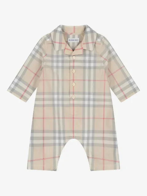 Burberry Kids checked cotton romper