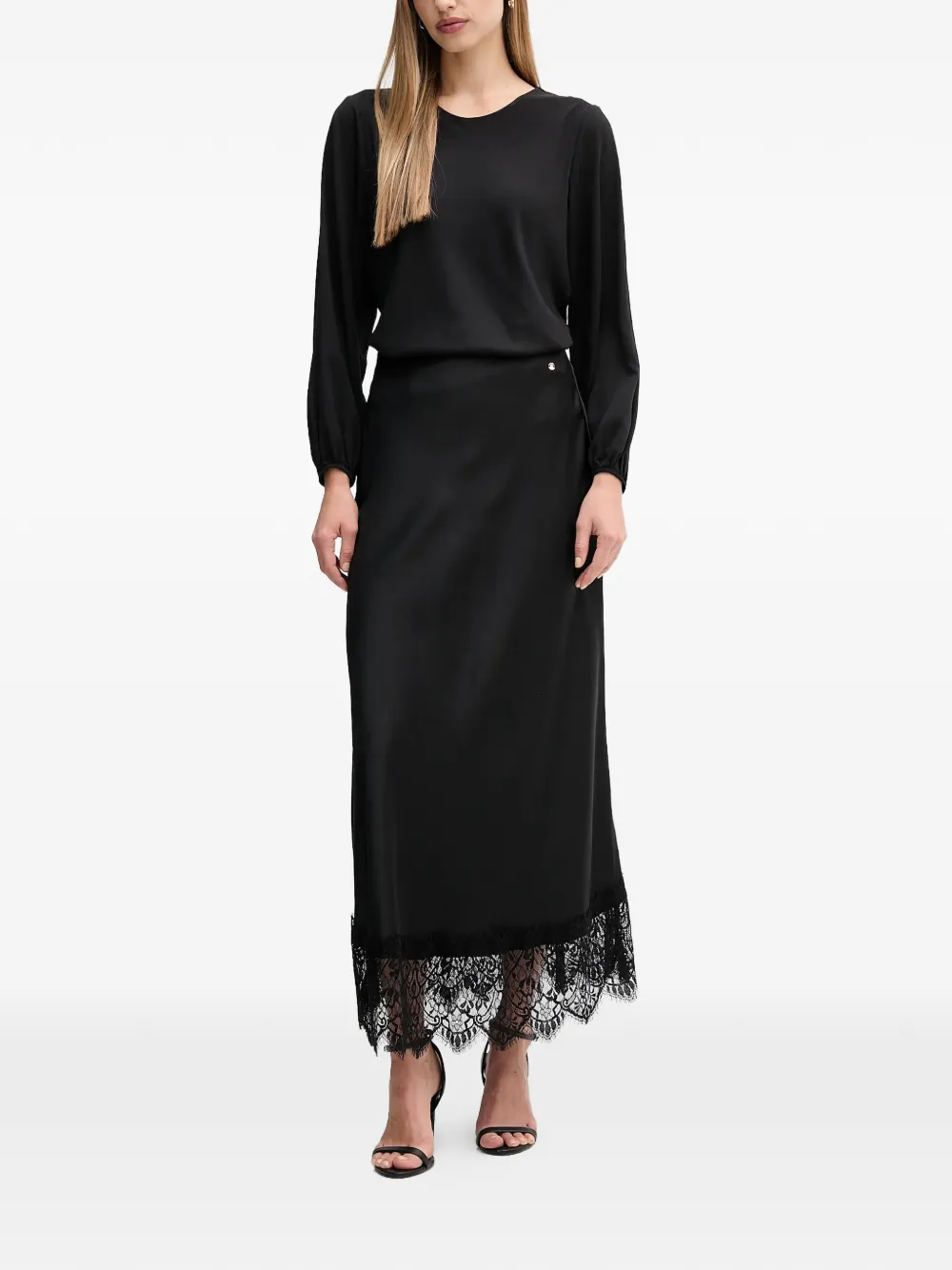 Pedro Del Hierro lace-trim maxi skirt - Zwart