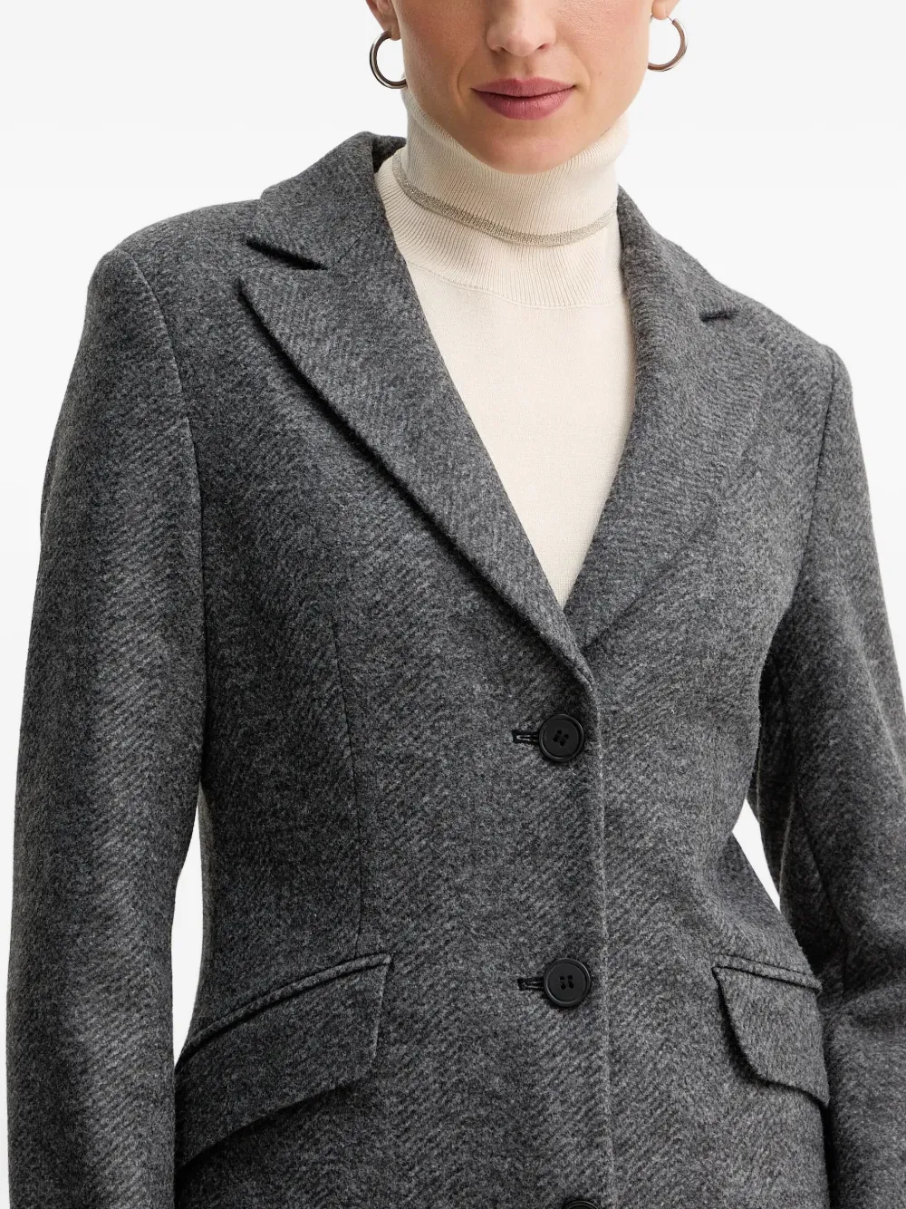 Silvian Heach Buttoned Pocket Coat In Gray
