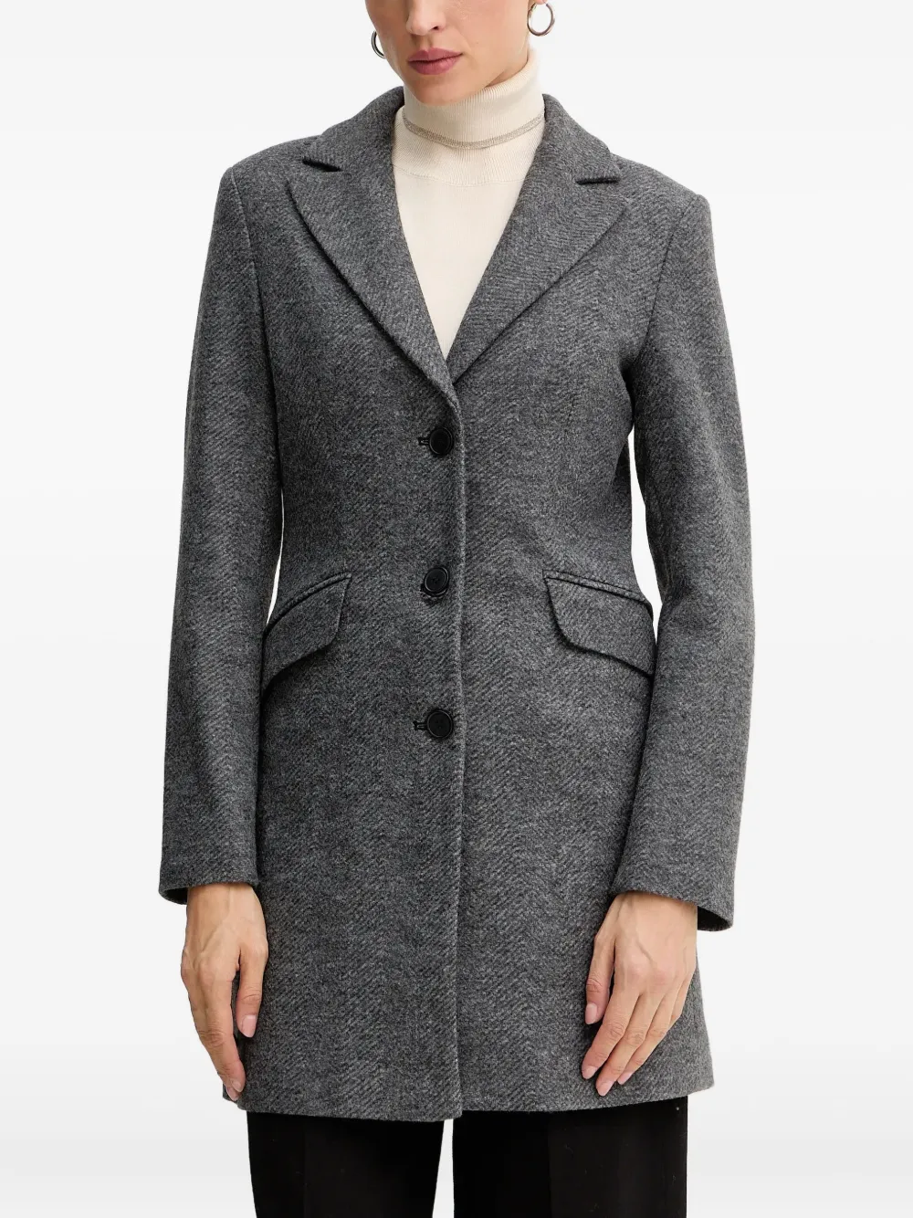 Silvian Heach Buttoned Pocket Coat In Gray