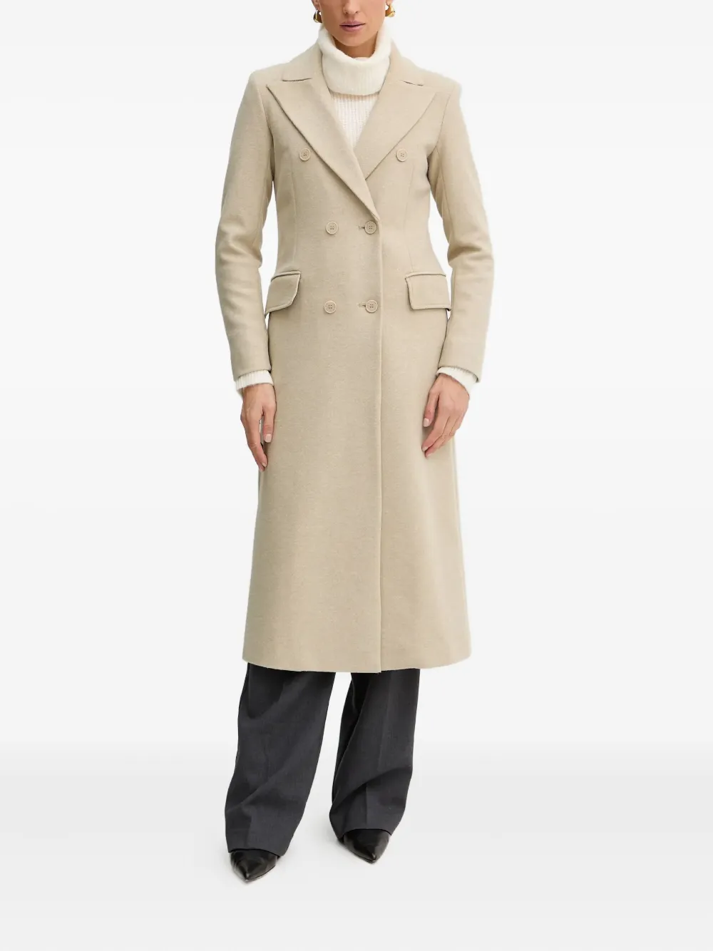 Silvian Heach Double-breasted Coat In Neutral