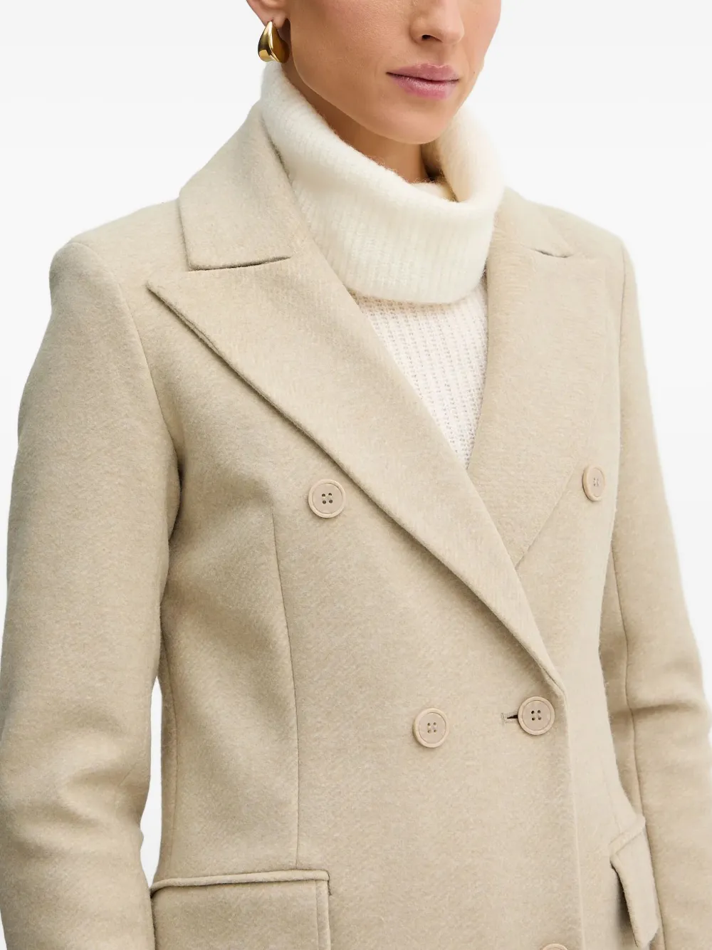 Silvian Heach Double-breasted Coat In Neutral