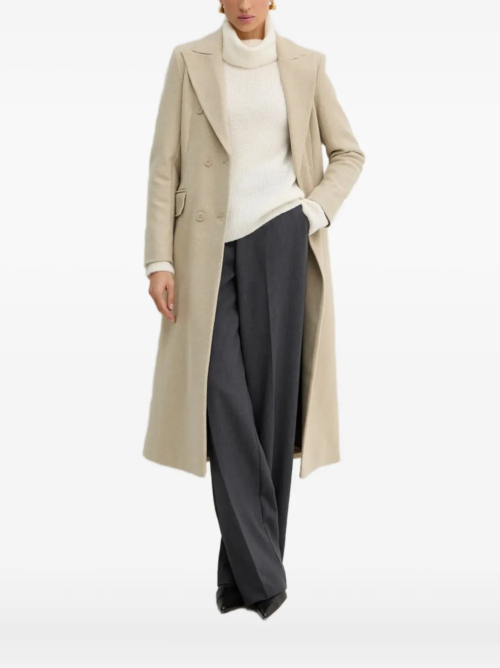 Silvian Heach Double-breasted Coat In Neutral