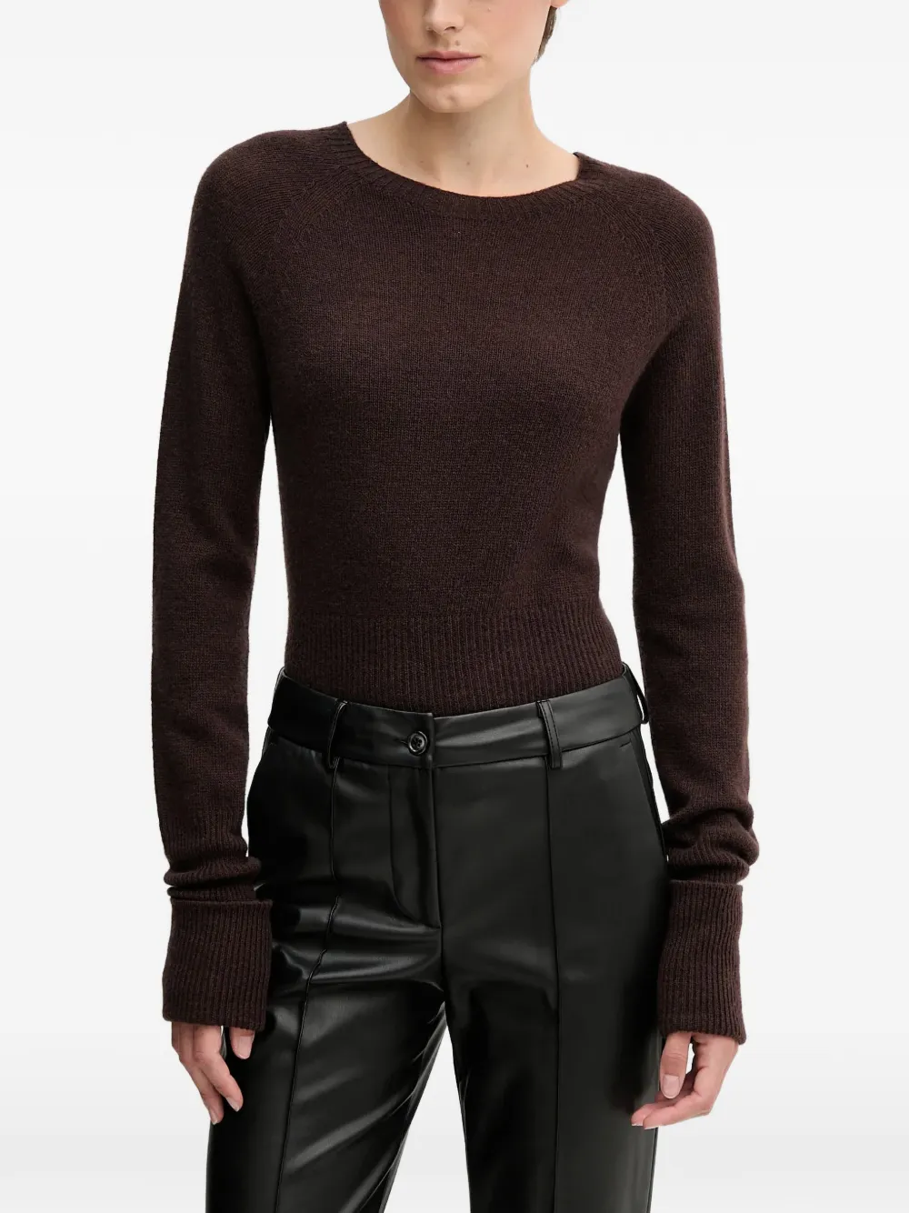 Sandro Ferrone ribbed long-sleeve sweater - Marrone