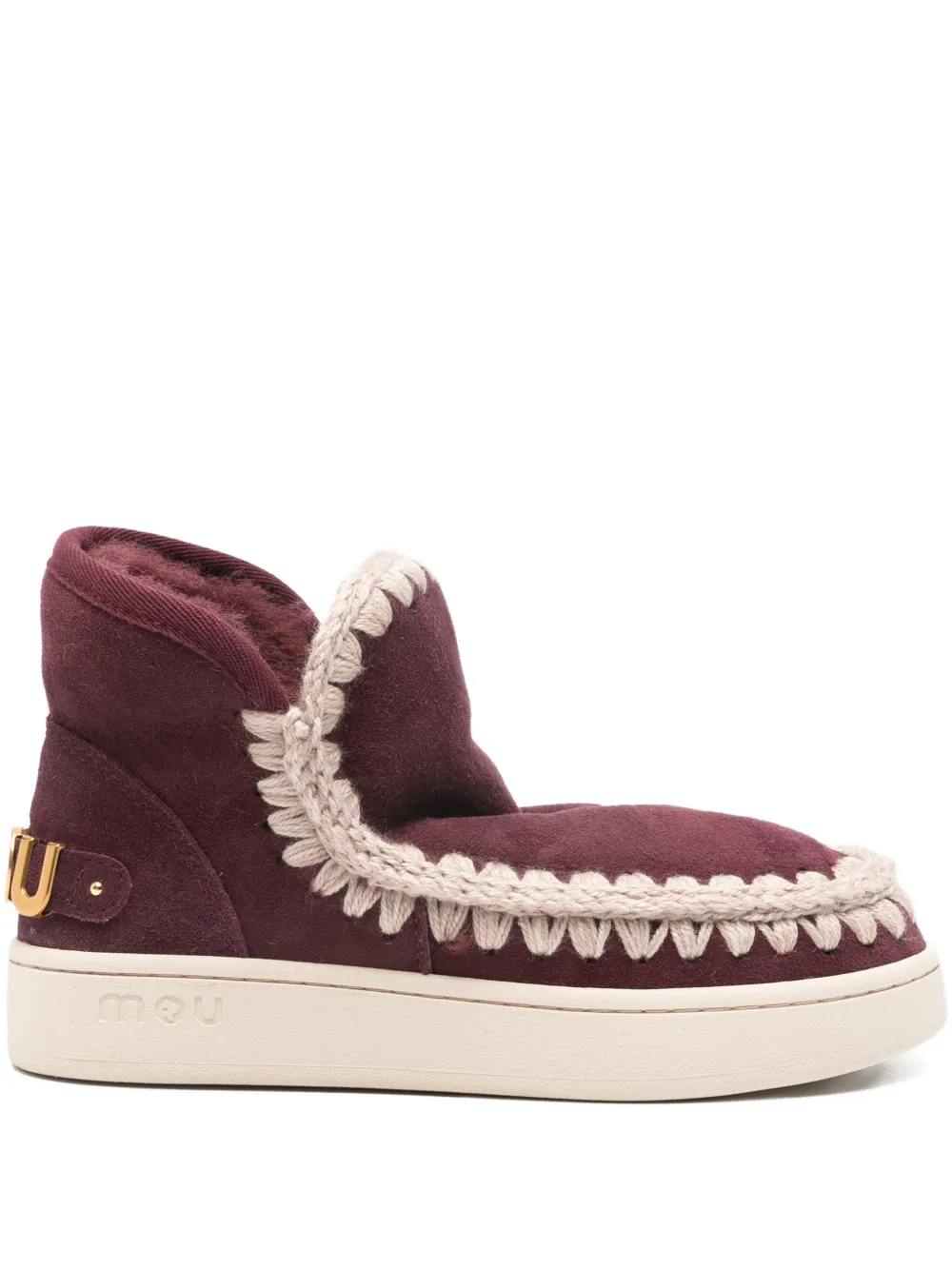 Mou 35mm Sheepskin-lined Ankle Boots In Burgundy