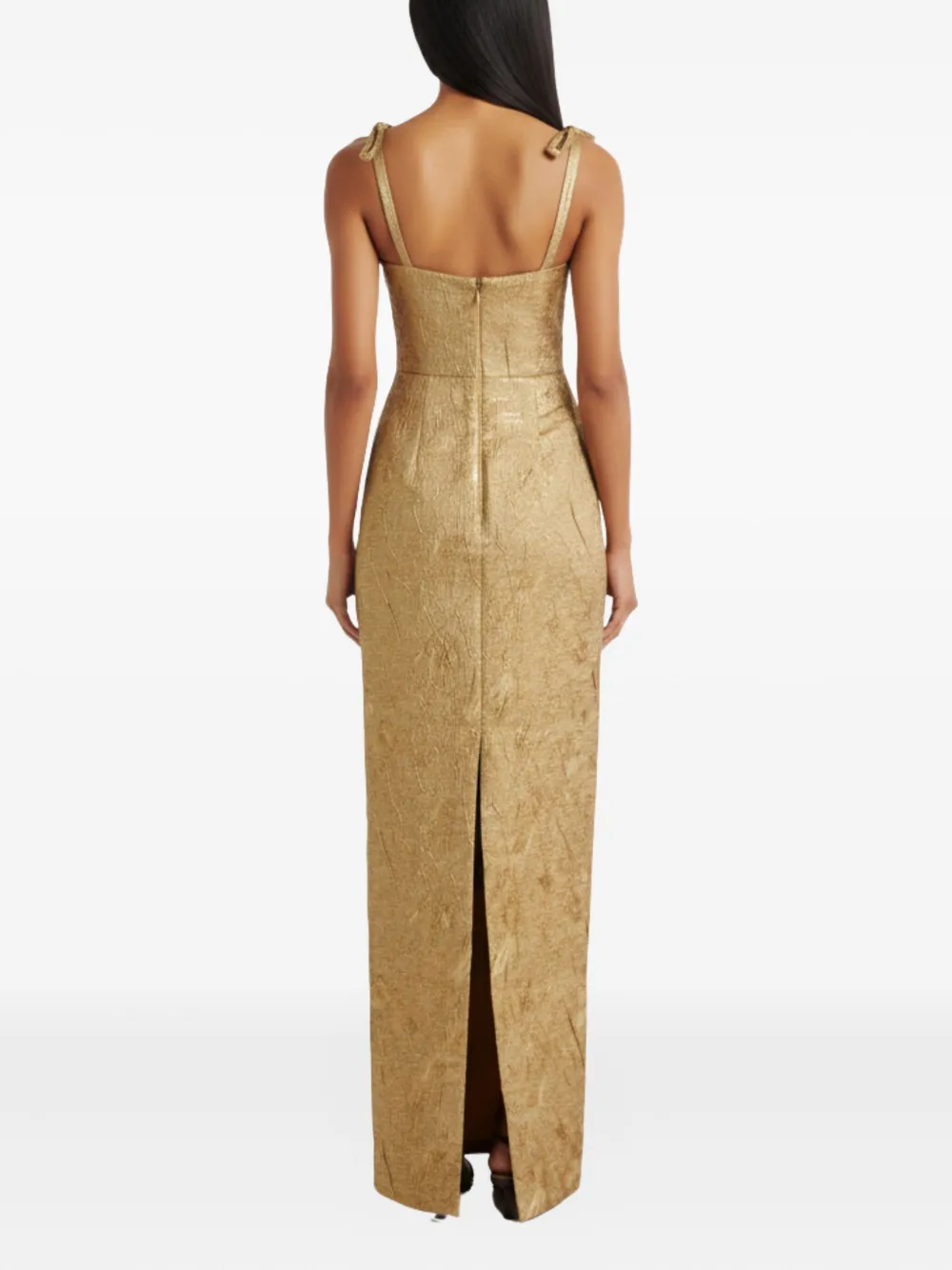Rebecca Vallance Solana Bow-details Maxi Dress In Gold