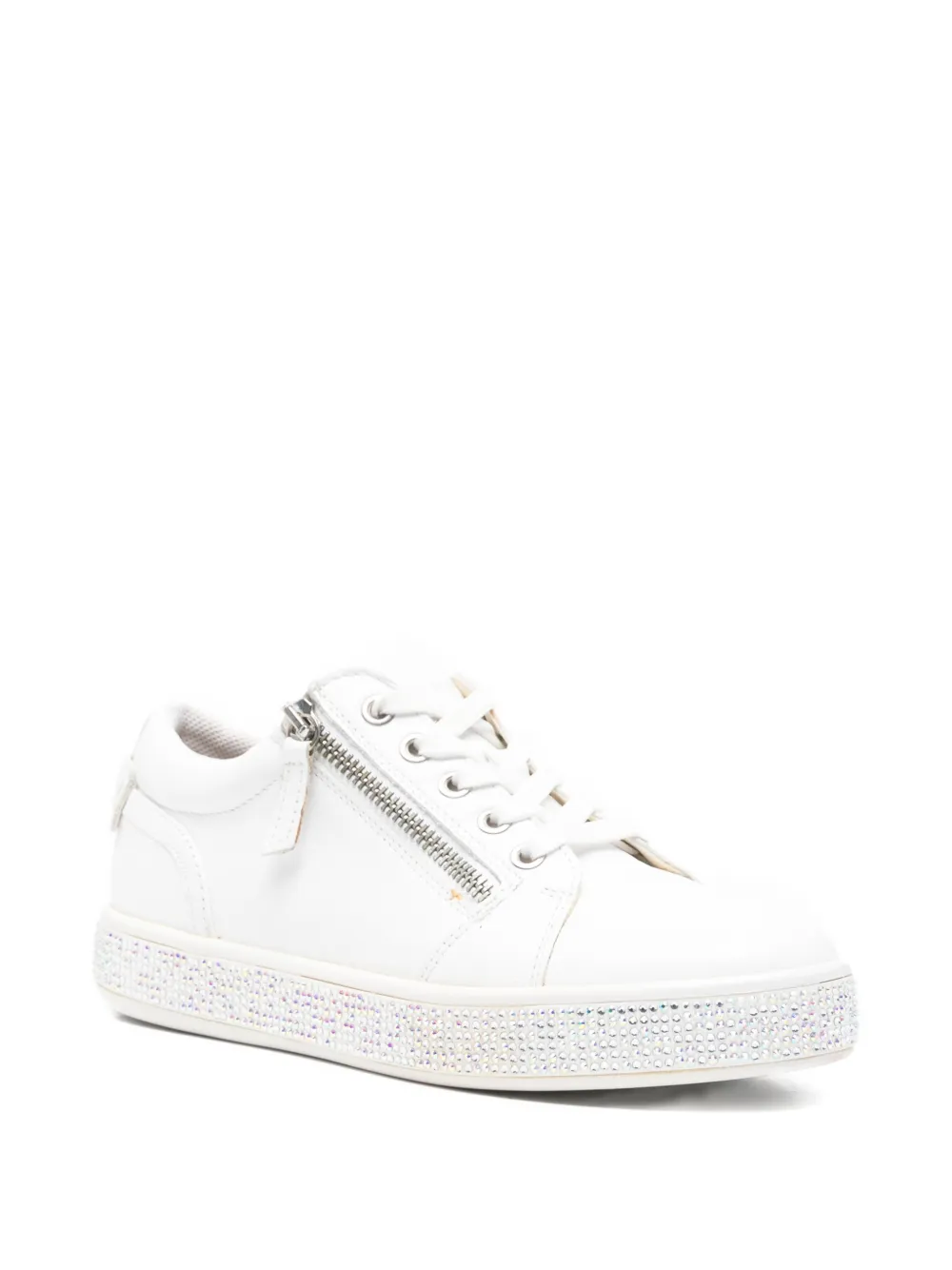 Geox Leelu Zip Embellished Sneakers In White
