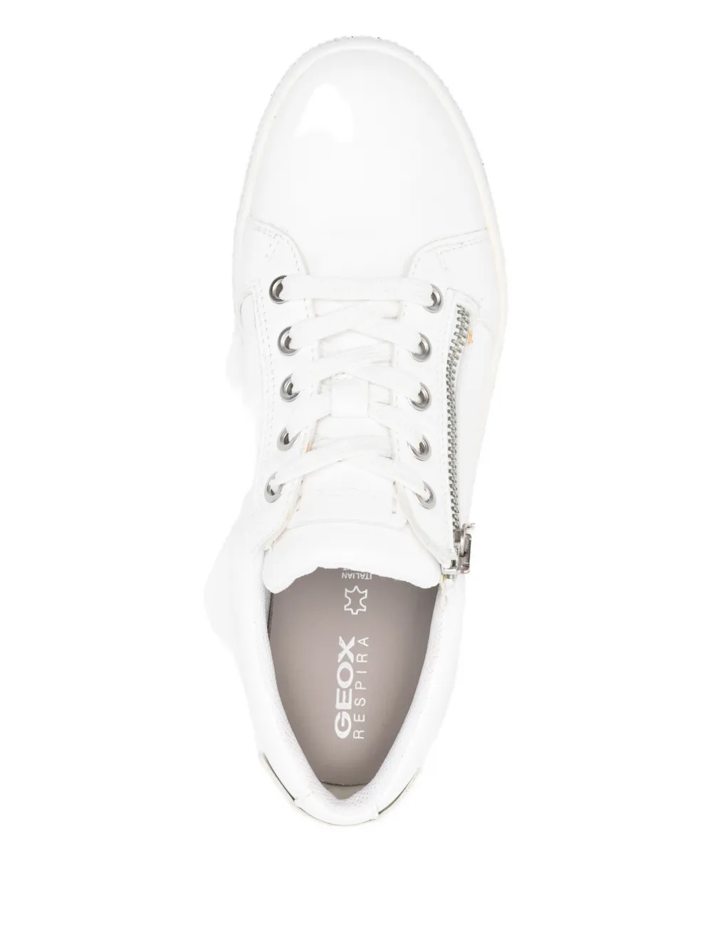 Geox Leelu Zip Embellished Sneakers In White