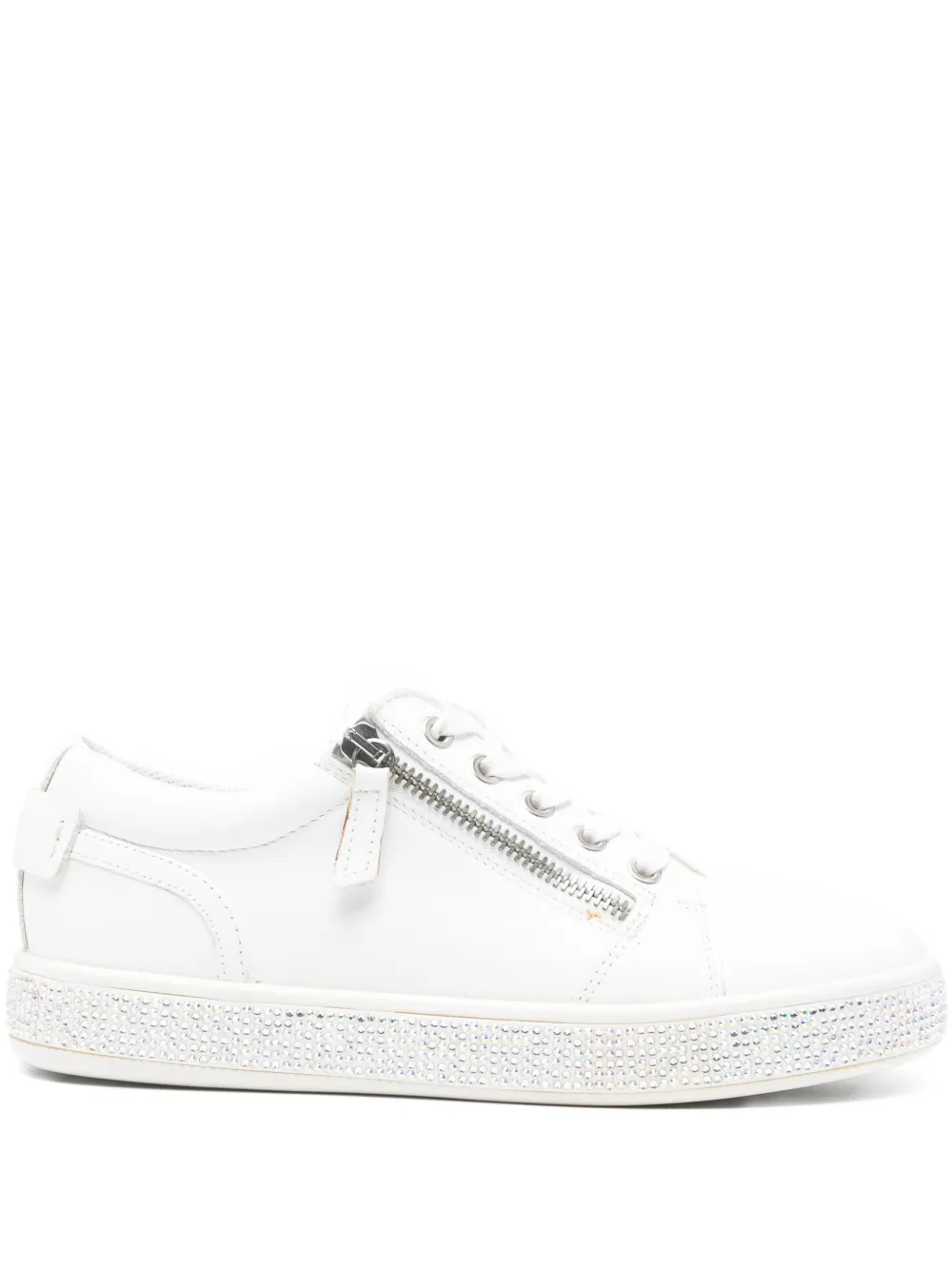 Geox Leelu Zip Embellished Sneakers In White