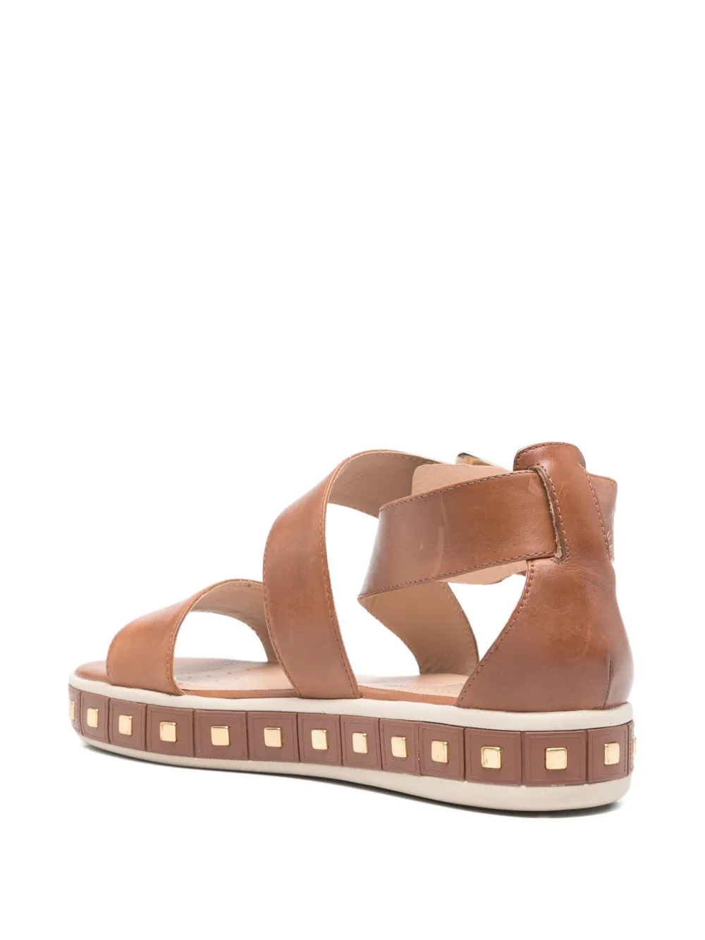 Geox Leelu Studded Buckle Sandals In Brown