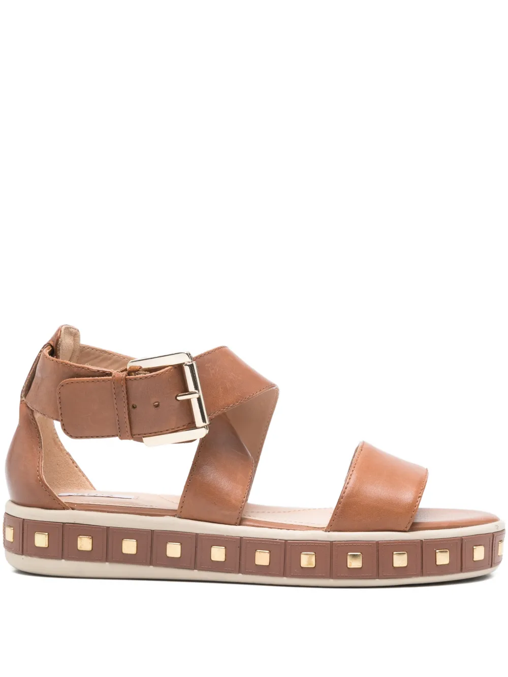 Geox Leelu Studded Buckle Sandals In Brown