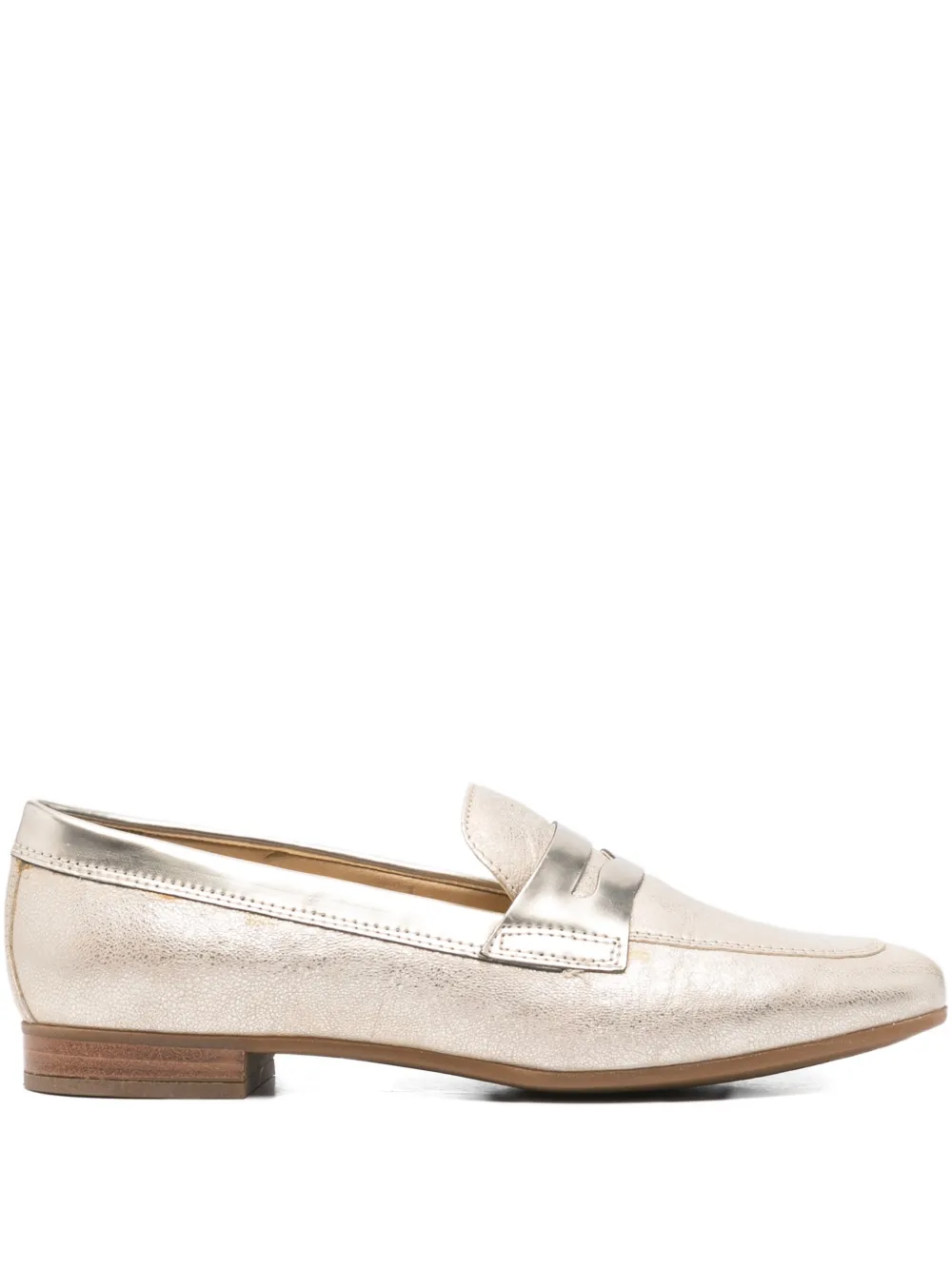 Geox Metallic-penny Loafers In Gold