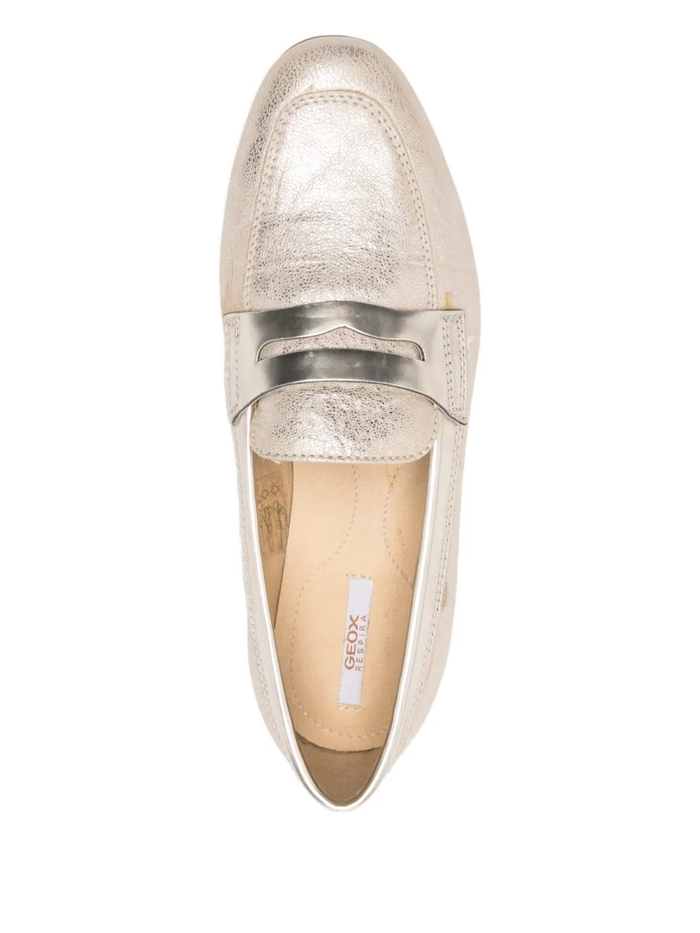 Geox Metallic-penny Loafers In Gold