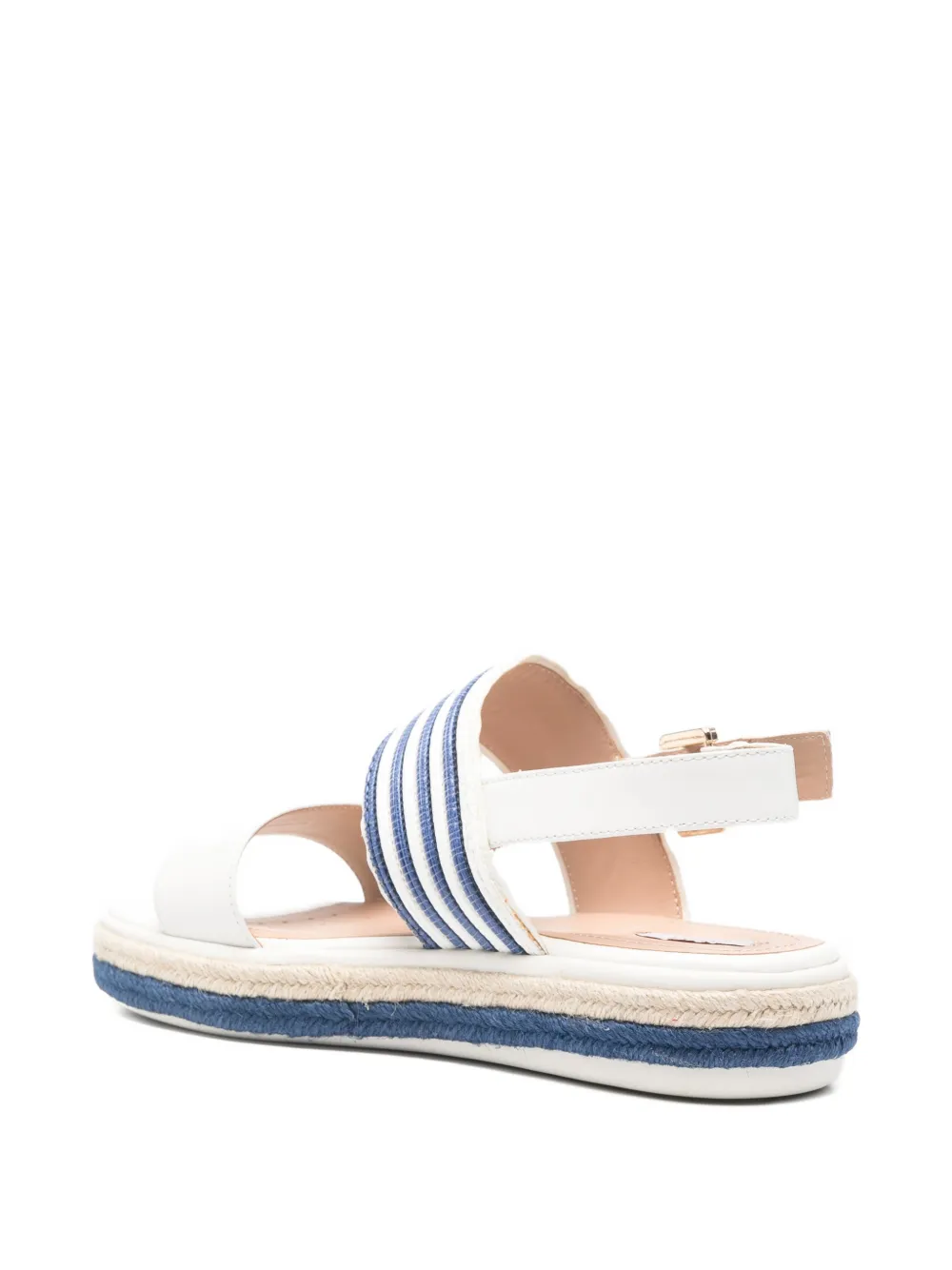 Geox D Leelu Striped Espadrille Sandals In White