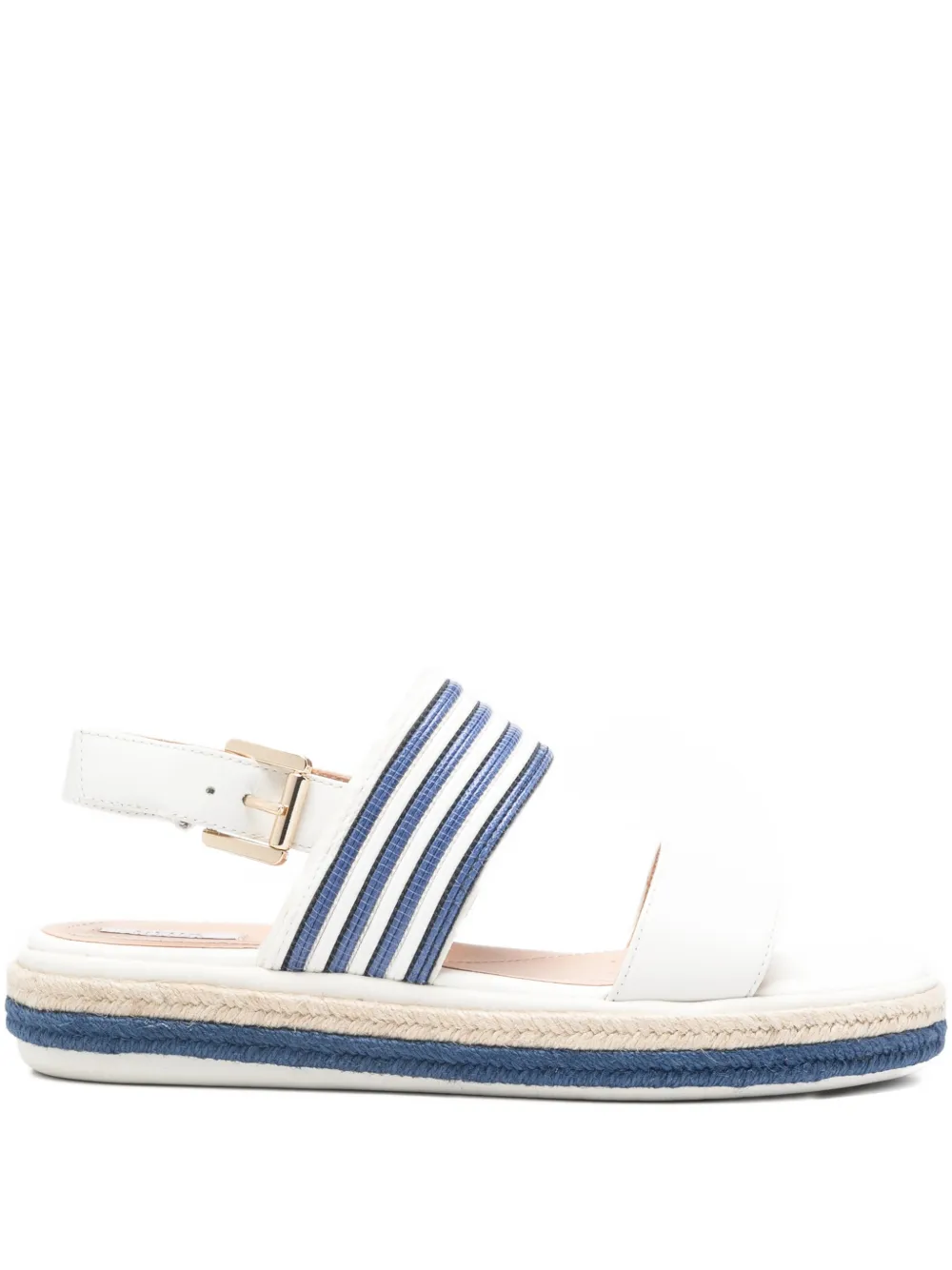 Geox D Leelu Striped Espadrille Sandals In White