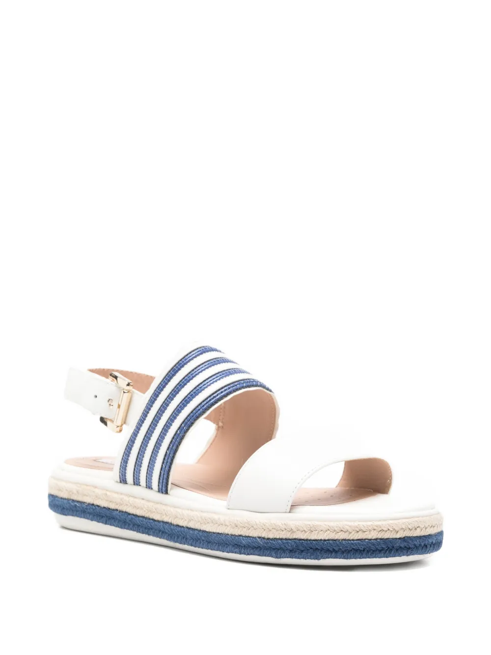 Geox D Leelu Striped Espadrille Sandals In White