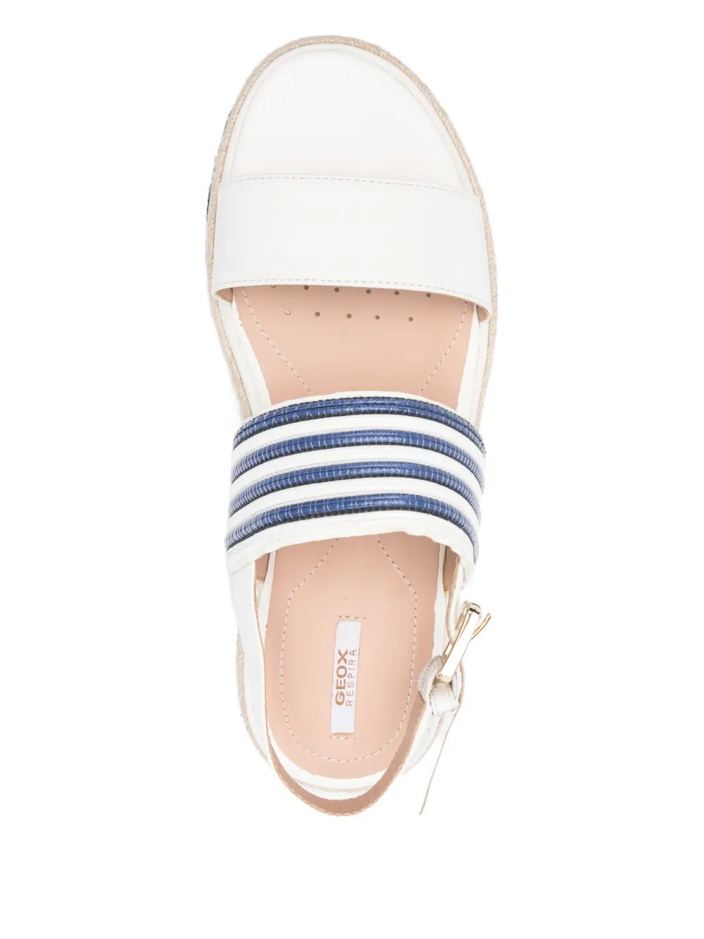 Geox D Leelu Striped Espadrille Sandals In White