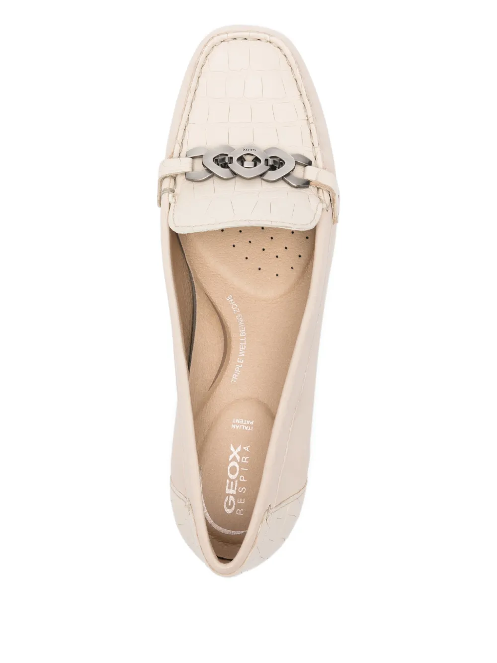 Geox Annytah Chain-detail Embossed Loafers In Neutral