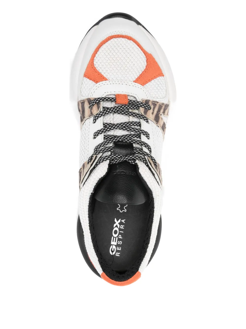 Geox Animal-print Panel Sneakers In White