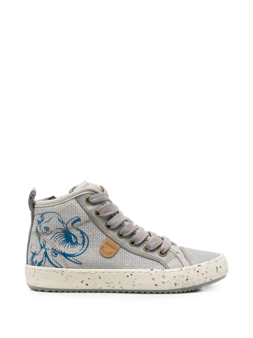 Geox Kids elephant-print high-top sneakers Grijs