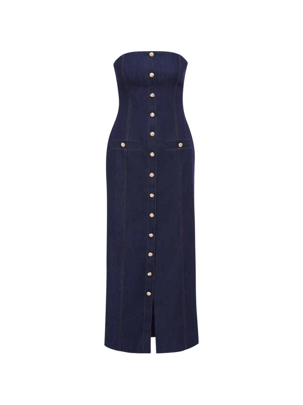 Florence & Fortitude buttoned strapless dress - Blu