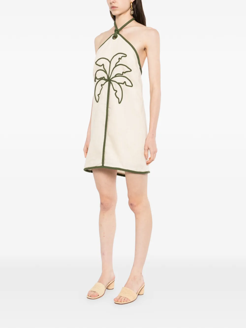  Farm Rio Tree-embroidered Mini Dress - Neutrals 