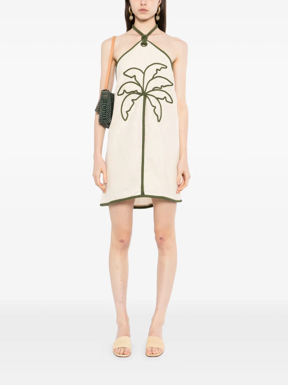  Farm Rio Tree-embroidered Mini Dress - Neutrals 